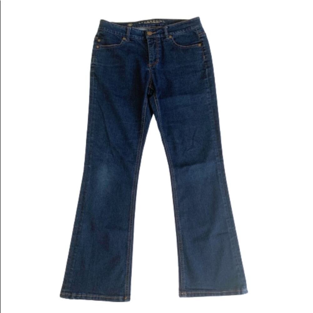 Liverpool Jeans Blue Wash Mid Rise Back Button Flap Pockets Straight Jean Size 6
